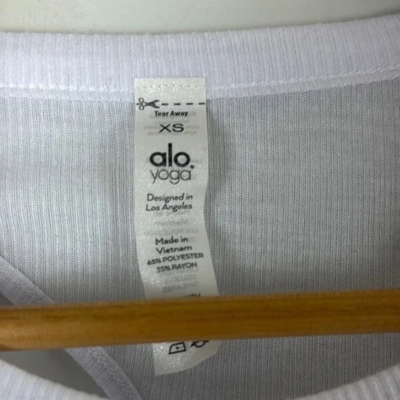 ALO YOGA Cut Out Ribbed Long Sleeve Top In White - Picture 3 of 4